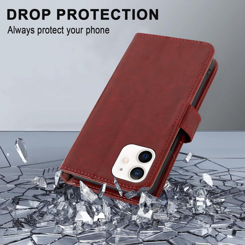 MONASAY Wallet Case for iPhone 12 mini 5G, Flip Folio Leather Cover with Credit Card Holder, Glass Screen Protector