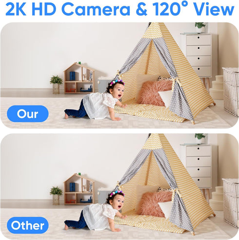 MYPIN 2K 360 Two-Way Video/Audio Indoor Camera, Child/Elder/Dog/Pet Camera with Phone App& Degrees Pan Tilt, Night
