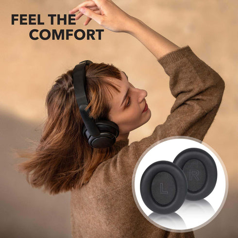 Adhiper Q30 Ear Pads for Anker Soundcore Life Q30 & Q35 Headphones, Soft Memory Foam & Protein Leather (Black)