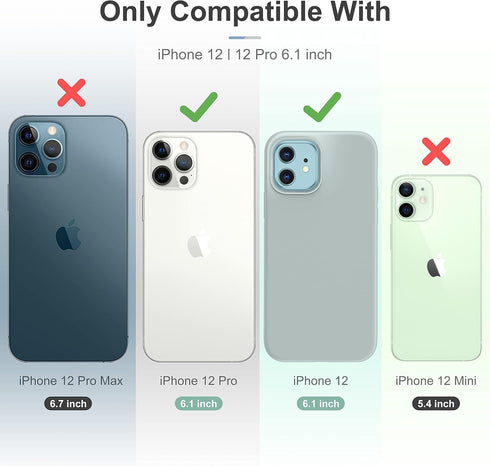 CellEver Heavy-Duty Silicone Case for iPhone 12/12 Pro, Two Shatterproof Glass Screen Protectors, Light Mint