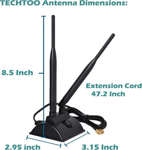 Dual Band WiFi Antenna 2.4GHz - 5.8GHz with Magnetic Base RP-SMA Connector for Wireless Router - Signal Booster