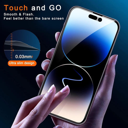 Ferilinso 3 Pack Privacy Screen Protector for iPhone 14 Pro Max - 9H Tempered Glass & Camera Lens Protectors.