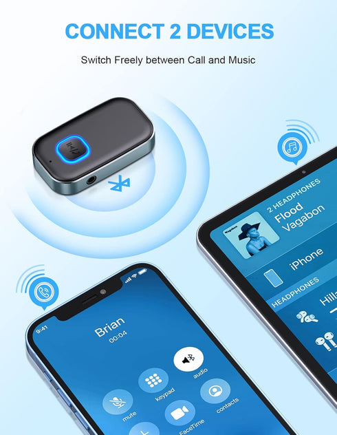 COMSOON Bluetooth AUX Adapter for Car, Noise Reduction Bluetooth Receiver for Music/Hands-Free Calls, Wireless Audio