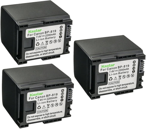 Kastar 3-Pack BP-819 Battery, 7.4V 2200mAh Replacement for Canon VIXIA HG20, HG21, HF G10, G20, G30, M30, M31