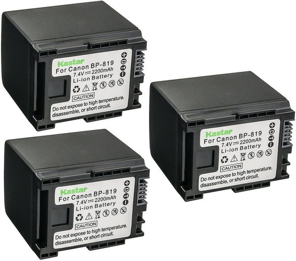 Kastar 3-Pack BP-819 Battery, 7.4V 2200mAh Replacement for Canon VIXIA HG20, HG21, HF G10, G20, G30, M30, M31