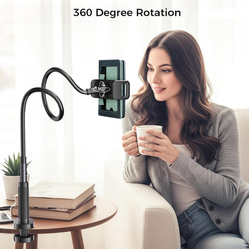 Kefotic Long Gooseneck Tablet Holder for Bed Works with Thick Case, eReader Stand Compatible with All Kindle Paperwhite