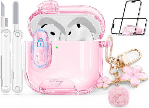 Skyconser Clear Case for AirPods 4 Case Cover with Safety Lock,Soft TPU Cover