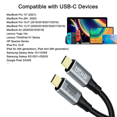 4ft USB 4 Cable USB C to USB C 8K HD Display Video 40 Gbps Data Transfer 100W Fast Charging Cord for Monitor