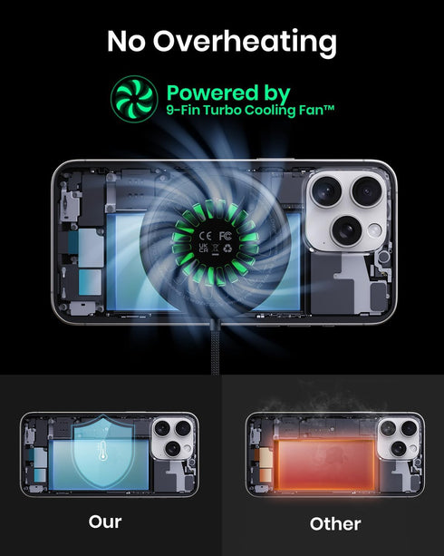 INIU 15W Magsafe Charger, Fast Charging Magnetic Wireless Stand, Adaptive Light and Cooling Fan for iPhone 15/14/13/12