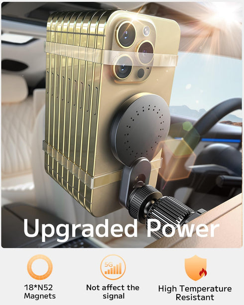 Qifutan 15W Magsafe Car Mount Charger, No Blocking of Air Vent, Wireless Car Charger, Magnetic Phone Holder for Car,