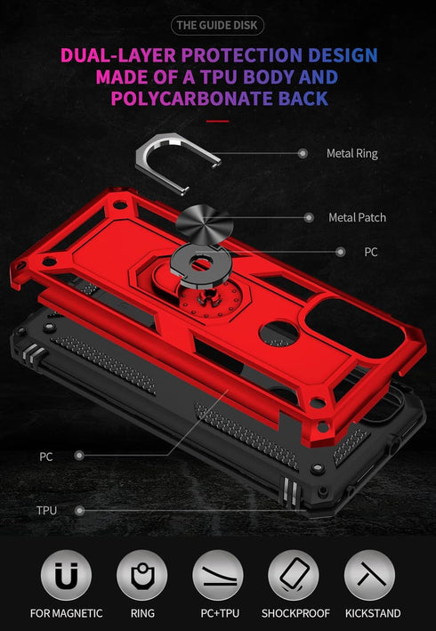 Moto G Pure Case with HD Screen Protector, Military Grade 16ft Drop Tested Cover with Magnetic Kickstand Car Mount
