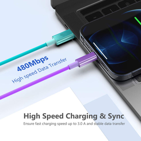 MFi-Certified USB C to Lightning Cable, 3.3ft, Fast Charging for iPhone 14 Plus, 14 Pro Max, 13, 12 (Multicolor)