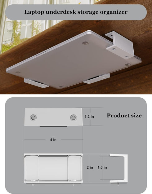 Under Desk Laptop Holder Macbook Drawer Mount for Keyboard & Small Devices Also Fit for Cable Box Wall Mount Tray Organizer Like Routers, Modems, Network Switch and (White)