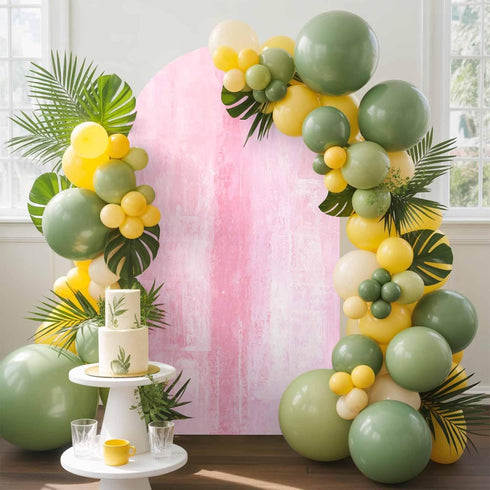 Jnbasdffb 7.2 Pink Wedding Arch Cover,Stretchy Spandex Arch Backdrop Stand Covers FT,Retro Oil Painting Modern Abstract