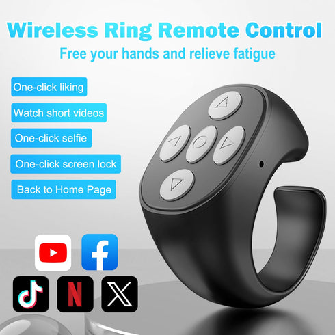 Iesooy Fingertip Wireless Bluetooth Remote Control, Fingertip Ring, Scrolling Ring Remote Control Page Turner