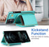 Asuwish iPhone 13 Mini Case - Mint Green Wallet Cover with Zipper, Screen Protector & Card Holder Slot, Leather Stand.
