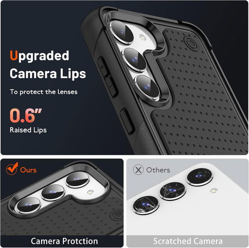 Asuwish Samsung Galaxy S23 5G Phone Case, Dual Layer Rugged Hybrid Protective Cover with Tempered Glass Screen