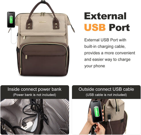 LOVEVOOK Laptop Backpack for Women - Fashion Travel Computer Bag with USB Port, Fits 17-Inch Laptop, Light