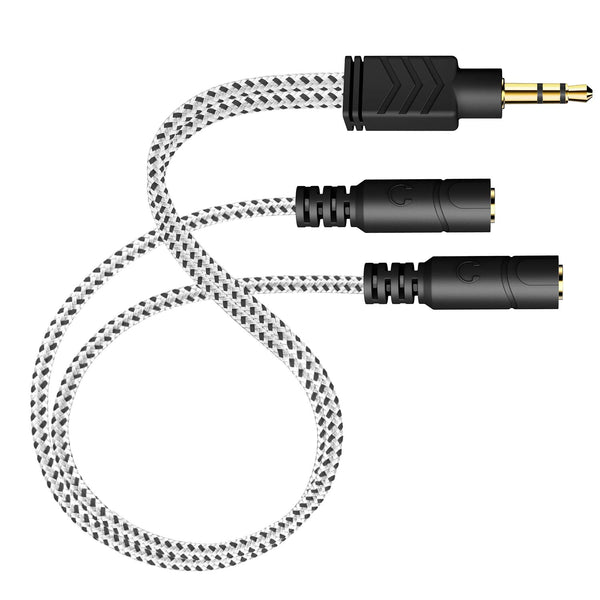 DUKABEL Headphone Stereo Splitter Cable, 3.5mm Dual Headphone Jack Connector for Headphones, Earphones, Speakers (Zebra