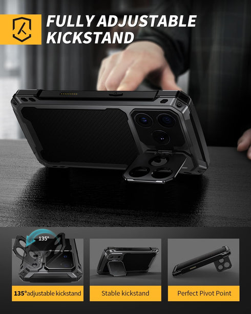Lanhiem 17 6.9" for iPhone Pro Max Metal Case with Kickstand, Compatible with MagSafe, Built in Tempered Glass Screen