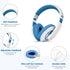 rockpapa Comfort Kids Headphones for School, Lightweight Over-Ear Wired 3.5mm for Boys Girls Teens, Travel White/Blue