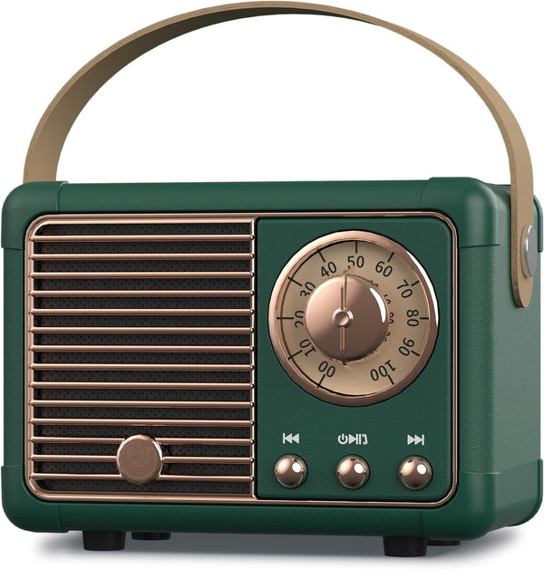 PRUNUS J-999 Mini Wireless Bluetooth Speaker, Vintage Decor, Green Color, Supports USB/TF Card/AUX