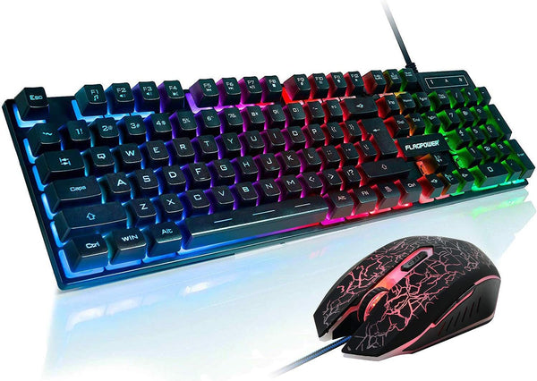 RGB Gaming Keyboard and Breathing Mouse Combo, Adjustable Backlit Mechanical Feeling Keyboard with 4 Colors, 4800DPI