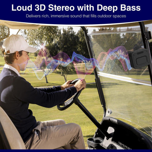 ULTICOR 10W IPX7 15H Golf Cart Speaker with Magnetic Mount & Carry Case Stereo Bluetooth Speakers, Waterproof, Playtime