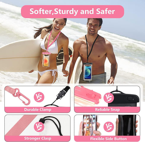 Waterproof Phone Pouch Bag, 7.5in Water Proof Cell Phone Case for Beach Travel, Lanyard Holder for iPhone 15 Pro Max