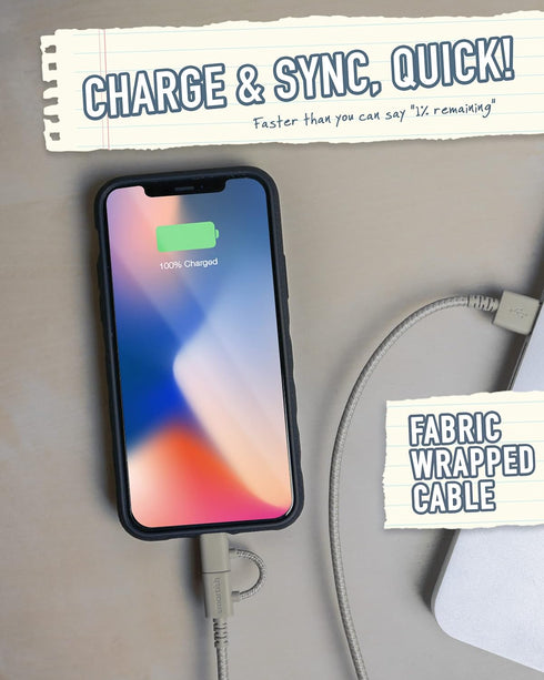 Smartish Crown Joule USB-C/Lightning Cable - 6ft Fast Charging for iPhone 15/14/13/12/SE/iPad/AirPods/Android - Tan