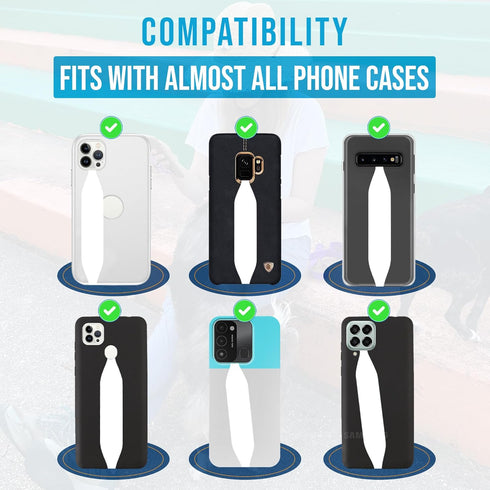 Universal Phone Grip Strap, Pack of 2, Reversible Hand Strap for Phone Cases, Comfortable Phone Loop Holder - Black &