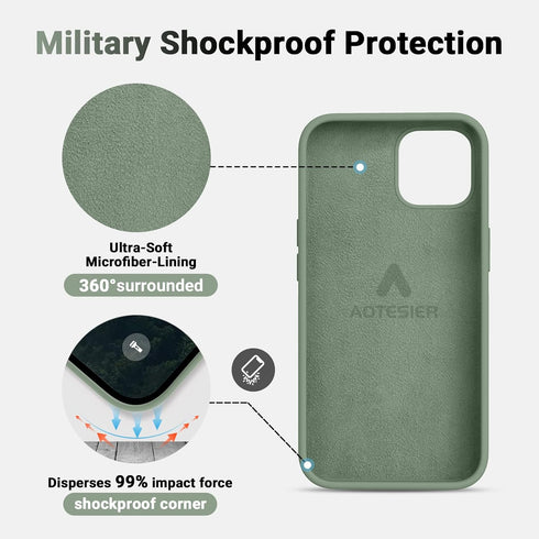 AOTESIER iPhone 12 Pro Max Phone Case, Premium Soft Liquid Silicone Rubber, Full-Body Protective Bumper, 6.7 inch,