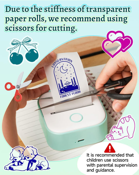 Memoqueen T02 Phomemo Mini Sticker Printer - APP AI Drawing Bluetooth Thermal Printer Sticker Maker Machine for DIY