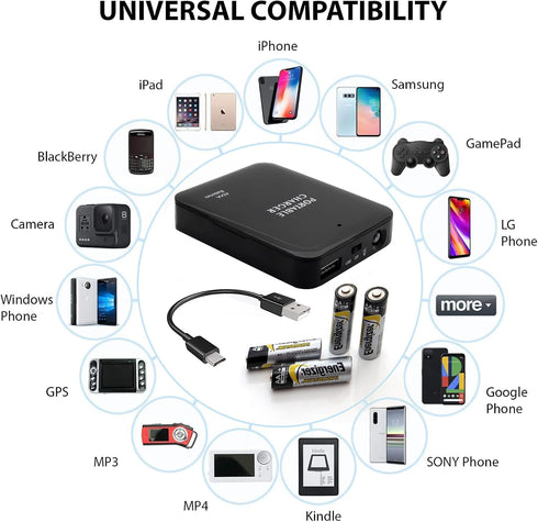 VOLT+ 300 2 Portable AA Battery Travel Charger Compatible with Honor Pro PowerBank Emergency with LED Safety Light!
