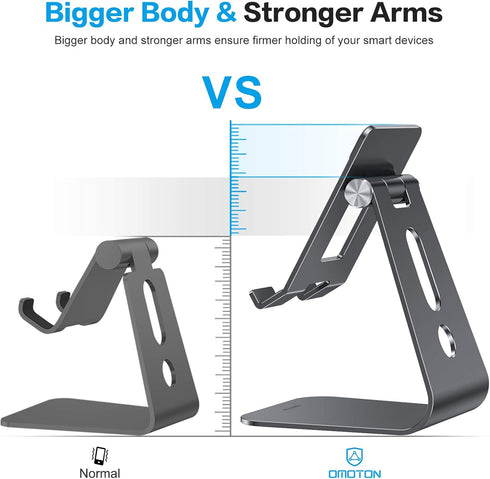 OMOTON Adjustable Tablet Stand for Desk - T2 Tablet Holder with Longer Arms for iPad Pro/Air/Mini, Black