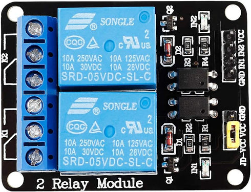 SunFounder 2 Channel DC 5V Relay Module with Optocoupler, Low Level Trigger Expansion Board for Arduino R3 MEGA