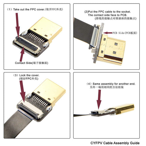 xiwai JSER-Brands Mini HDMI Male to Micro HDMI Male Extension Cable 1080P for FPV HDTV Multicopter
