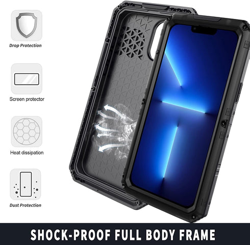 Marrkey Waterproof Case for iPhone 14 Pro Max 6.7 inch, Heavy Duty Shockproof Dustproof Metal Durable Case with