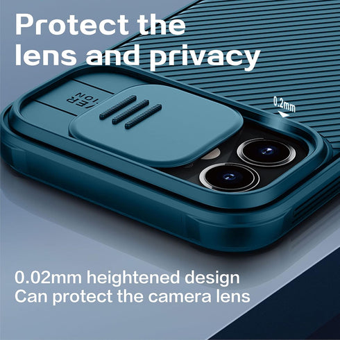 imluckies iPhone 12 Pro Max Case with Camera Cover, Hard PC Back & Soft Bumper, Protective Slim Fit