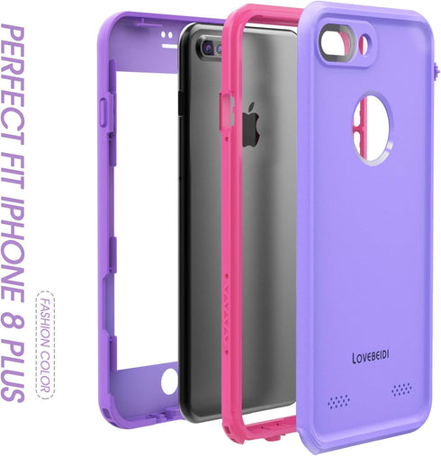 Waterproof Case Cover for iPhone 8 7 Plus - Built-in Screen Protector, Shockproof Snowproof Underwater
