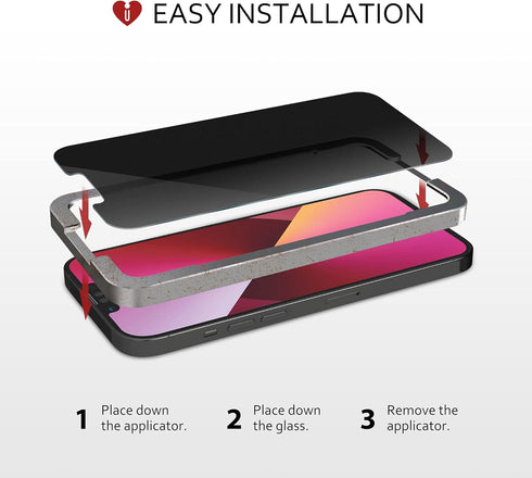 iCarez Matte Privacy Tempered Glass Screen Protector for iPhone 14 Plus, 2-Pack, Easy Apply Anti Spy