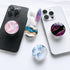 Clear Crystal Collapsible Expanding Mobile Phone Grip Stand Holder for Smartphones (White Wave)