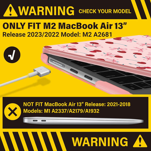 IBENZER Hardshell Case for 2024 2023 2022 MacBook Air 13 inch M3 A3113 M2 A2681, with Keyboard Cover & Type-C Adapter