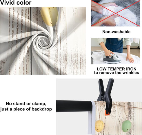 Baocicco 5x3ft Happy Easter Backdrops for Photography, Colorful Easter Eggs on Rustic Wood Board
