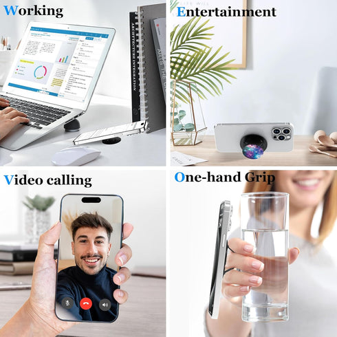Magnetic Expanding Phone Stand Compatible with MagSafe Phone Grip Socket, iPhone 15 14 13 12 Pro Max Plus Mini (Nebula