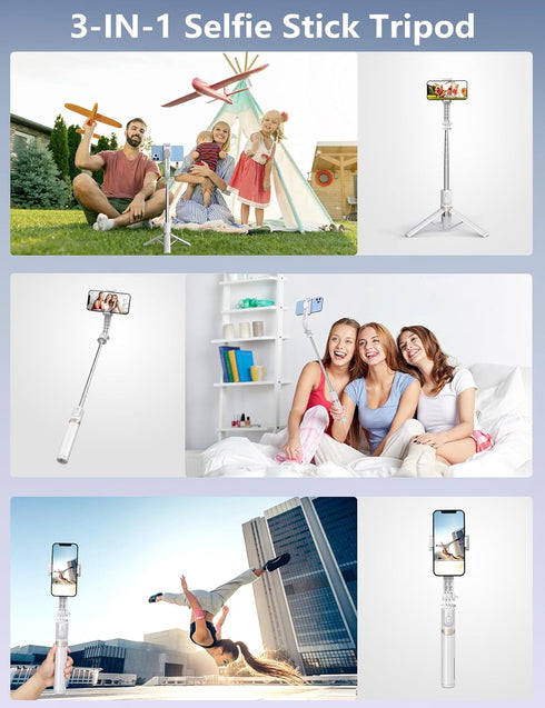 Pnitri 45'' 4-7.2" Selfie Stick with Light, Travel Tripod Essentials with Wireless Remote, Portable Cell Phone Tripod
