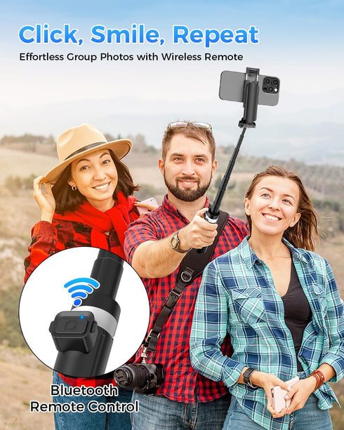 Kinwald 3-in-1 Phone Tripod with LED Lights & Remote, Extendable Selfie Stick Tripod Stand, Compact Portable
