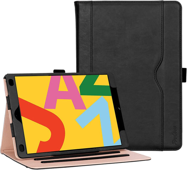 ProCase for iPad 10.2 Inch Case 2021 9th Gen/2020 8th Gen/2019 7th Gen, Leather Vintage Stand Folio Cover - Black
