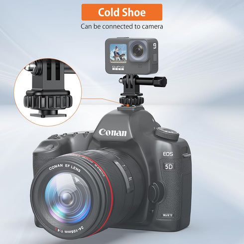 Hot Shoe Mount Adapter for GoPro Hero 10/9/8/7/6/5, DJI Osmo Action, AKASO Brave 8/7/6 Applicable for Tripod Selfie Stick Monopod and DSLR Camera
