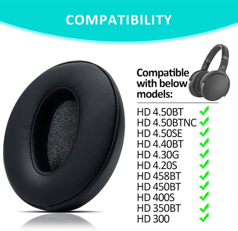 HD 4.50BT Replacement Earpads, Ear Pad Cushions for Sennheiser HD 4.50 BT, HD4.50BTNC, HD4.40BT, HD 4.30G, HD 4.20S, HD 458BT Headphones with Thick Memory Foam Soft Leather